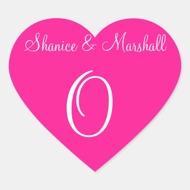 Adesivo Coração Rosa Profundo Seu Primeiro Casamento (Frente)