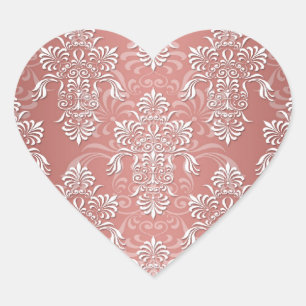 Adesivo Coração Rosa Salmão Peachy Damask Feminino