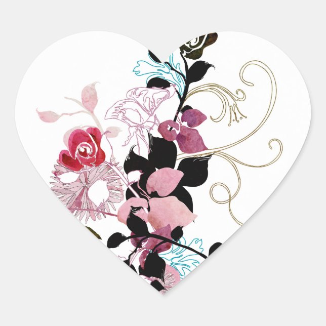 Adesivo Coração Rosa Sticker (Frente)