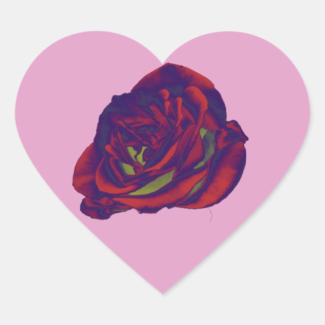 Adesivo Coração Rosa vermelha (Frente)