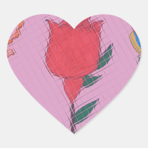 Adesivo Coração Rosa vermelha a rosa: Impressão/Gráfico de Borda F