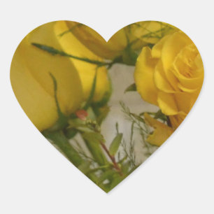Adesivo Coração Rosas Amarelas