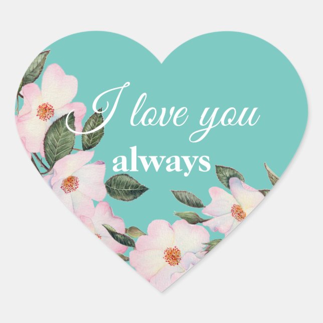 Adesivo Coração Rosas de aquarela Ballerina Floral Eu te amo (Frente)