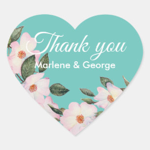 Adesivo Coração Rosas de aquarela Ilustração Floral de Ballerina