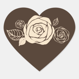 Adesivo Coração Rosas de café e creme coordenando presentes