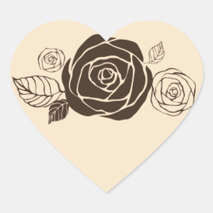 Adesivo Coração Rosas de Creme e Café Coordenando presentes