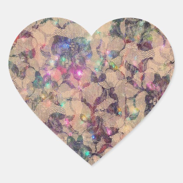 Adesivo Coração Rosas de rendas bonito (Frente)