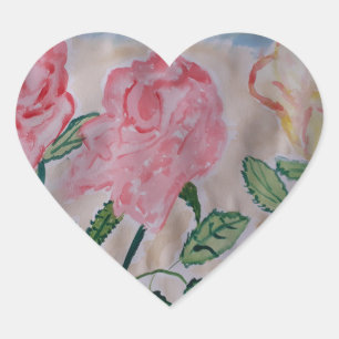 Adesivo Coração Rosas de Verão Abstrato