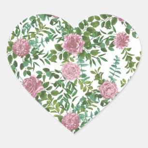 Adesivo Coração Rosas Florais Leves Do Pastel Vintage