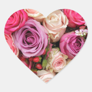 Adesivo Coração Rosas pastéis mistos de Therosegarden