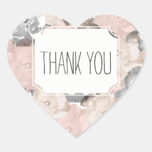 Adesivo Coração Rosas rosa e preto clássicos Obrigado