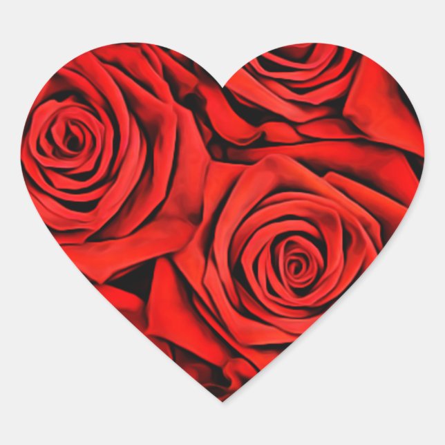 Adesivo Coração Rosas vermelhas Florais Pérolas Flores Plantas Flo (Frente)