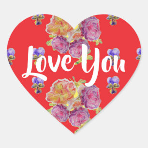 Adesivo Coração Rosas vermelhas Rosas Padrões flores Amor floral