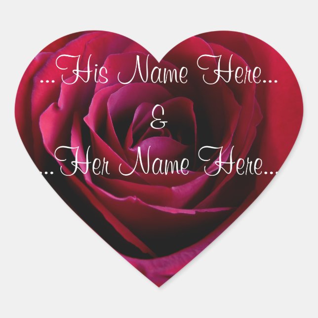 Adesivo Coração Rosas vermelhas Vinhetas Românticas Rosa de Casame (Frente)