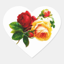 Adesivo Coração Rosas Vermelhos e Pêssegos