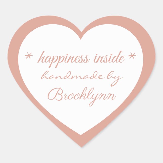 Adesivo Coração Rosegold handmade by X, Custom Elegant   (Frente)