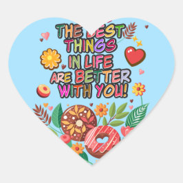 Adesivo Coração Rosquinhas e flores do Dia de os namorados de sala