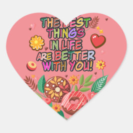 Adesivo Coração Rosquinhas e flores do Dia de os namorados de sala