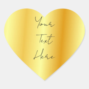 Adesivo Coração Roteiro Caligrafado Falso Ouro Adicione Seu Texto 