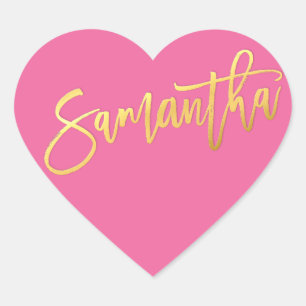 Adesivo Coração Roteiro cor-de-rosa moderno SAMANTHA do ouro do
