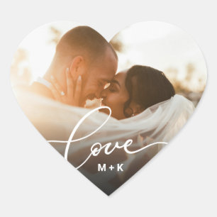 Adesivo Coração Roteiro de Amor Coração Recém-Casado Foto Personal