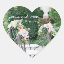 Adesivo Coração Rótulo de Casamento Personalizado do Chic Moderno