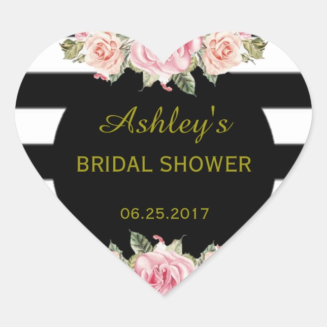 Adesivo Coração Rótulo de Favor de Casamento Chic com Vintagem Flo (Frente)