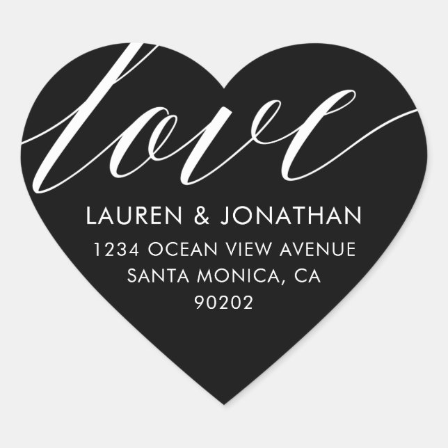 Adesivo Coração Rótulos de Endereços de Amor, Vinhetas de Casament (Frente)