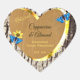 Adesivo Coração Rótulos de produtos de grão de madeira de Latido n