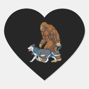 Adesivo Coração Rouco Marcha-Pé-Grande Cachorro Sasquatch Siberi