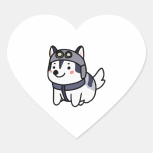 Adesivo Coração Rouco Piloto Cão Lover Malamute