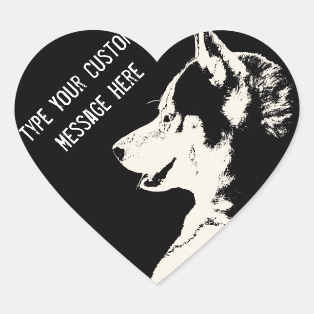 Adesivo Coração Rouco Stickers Siberian Husky Malamute Stickers (Frente)