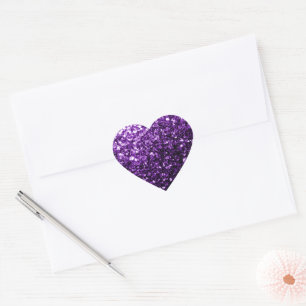 Adesivo Coração Roxo escuro brilho falso brilhos faísca