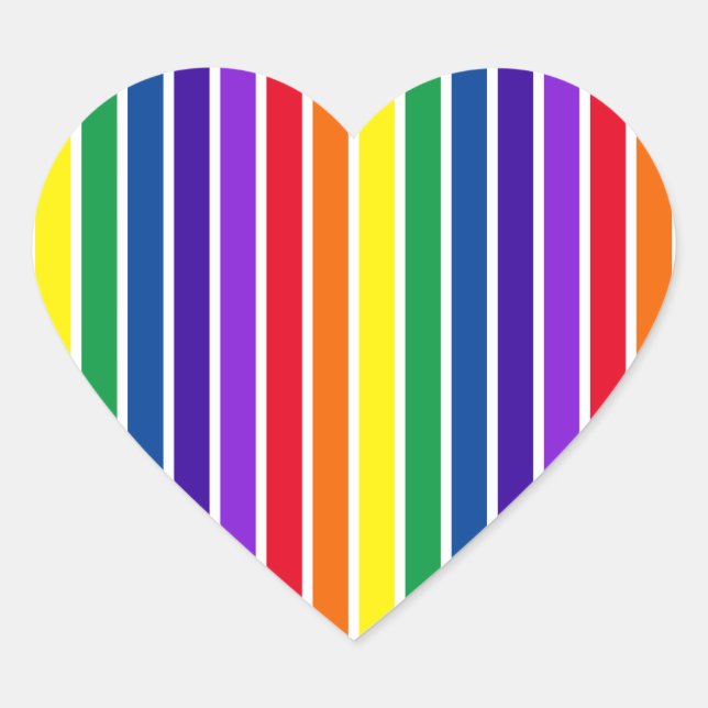 Adesivo Coração ROYGBIV Striped (Frente)