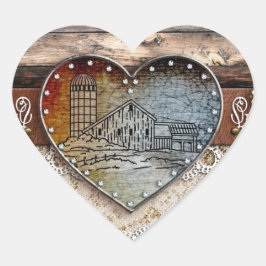 Adesivo Coração Rustic Barn Country Heart Sticker