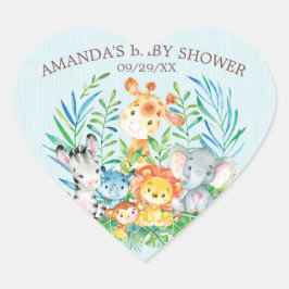 Adesivo Coração Safari Selgle Animal Boys Chá de fraldas Sticker