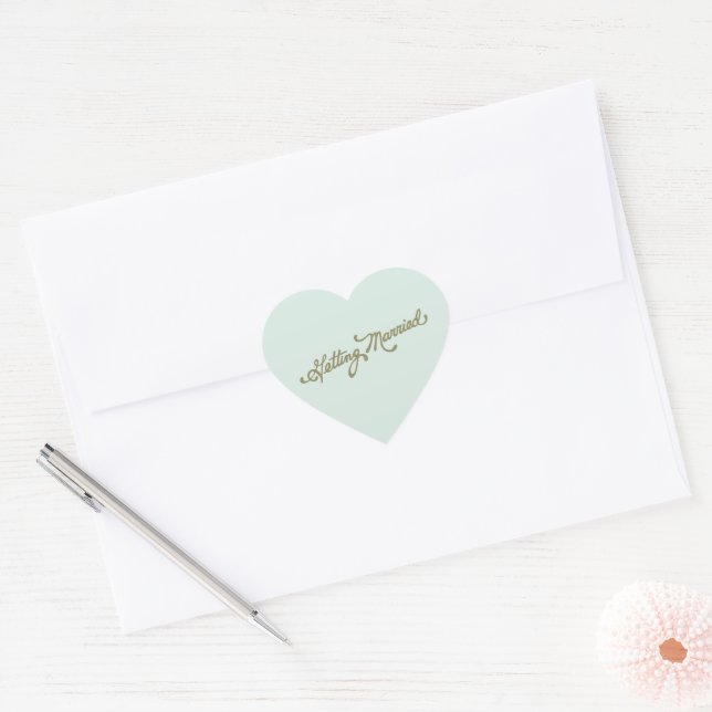 Adesivo Coração Sage Casando com Font Weding (Envelope)