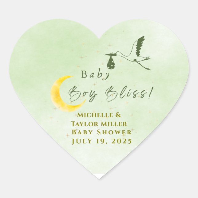 Adesivo Coração Sage Green Starlit Baby Boy Bliss Special Delivery (Frente)