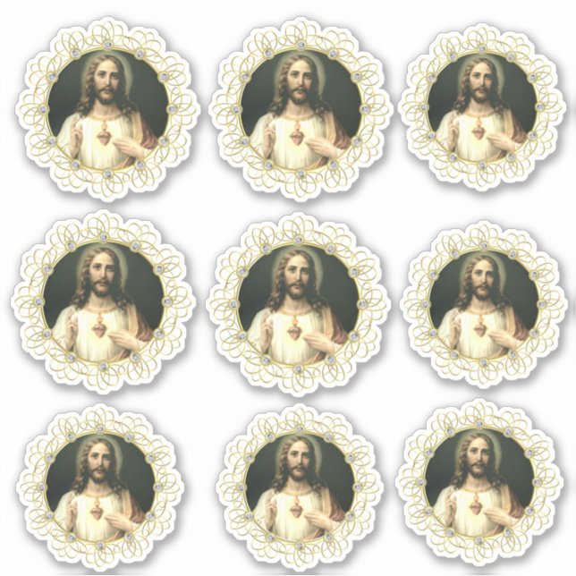 Adesivo Coração Sagrado de Jesus Vinil Religioso (Frente)