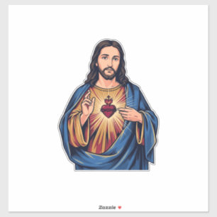 Adesivo Coração Sagrado Gravura Vintage Vetor Religioso De