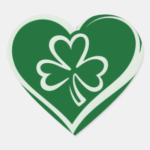 Adesivo Coração Saint Patrick's Day Engraçado Shamrock Heart Irish