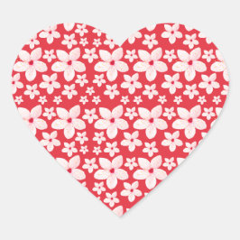 Adesivo Coração Sakura Cor-de-rosa Flor Sem Costura Padrão Vermelh