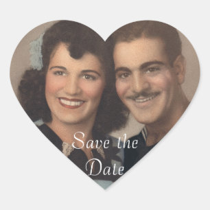 Adesivo Coração Salvar o Casamento Militar de Data Vintage
