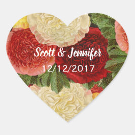 Adesivo Coração Salve a Data Antiguidade Vintage Vermelha Rosas Co