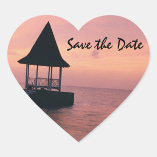 Adesivo Coração Salve o casamento de Date/Beach Island
