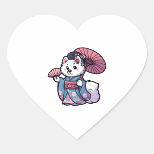 Adesivo Coração Samoyed Dog Kimono