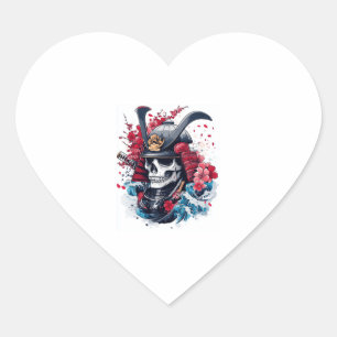 Adesivo Coração Samurai Skull Warrior