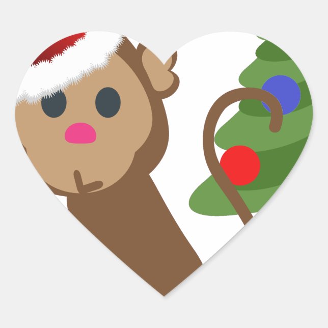 Adesivo Coração santa claus monkey emoji (Frente)