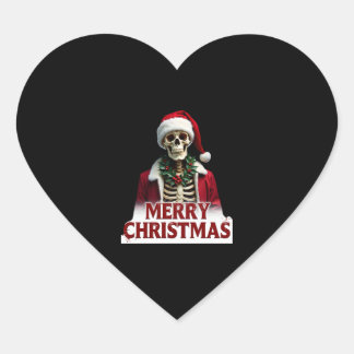 Adesivo Coração Santa Claus Skeleton Outfit Skull Funny Christmas