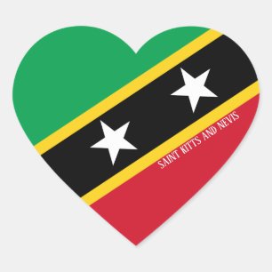 Adesivo Coração Santo Kitts e Nevis Sinalizador Esplêndido Patriót